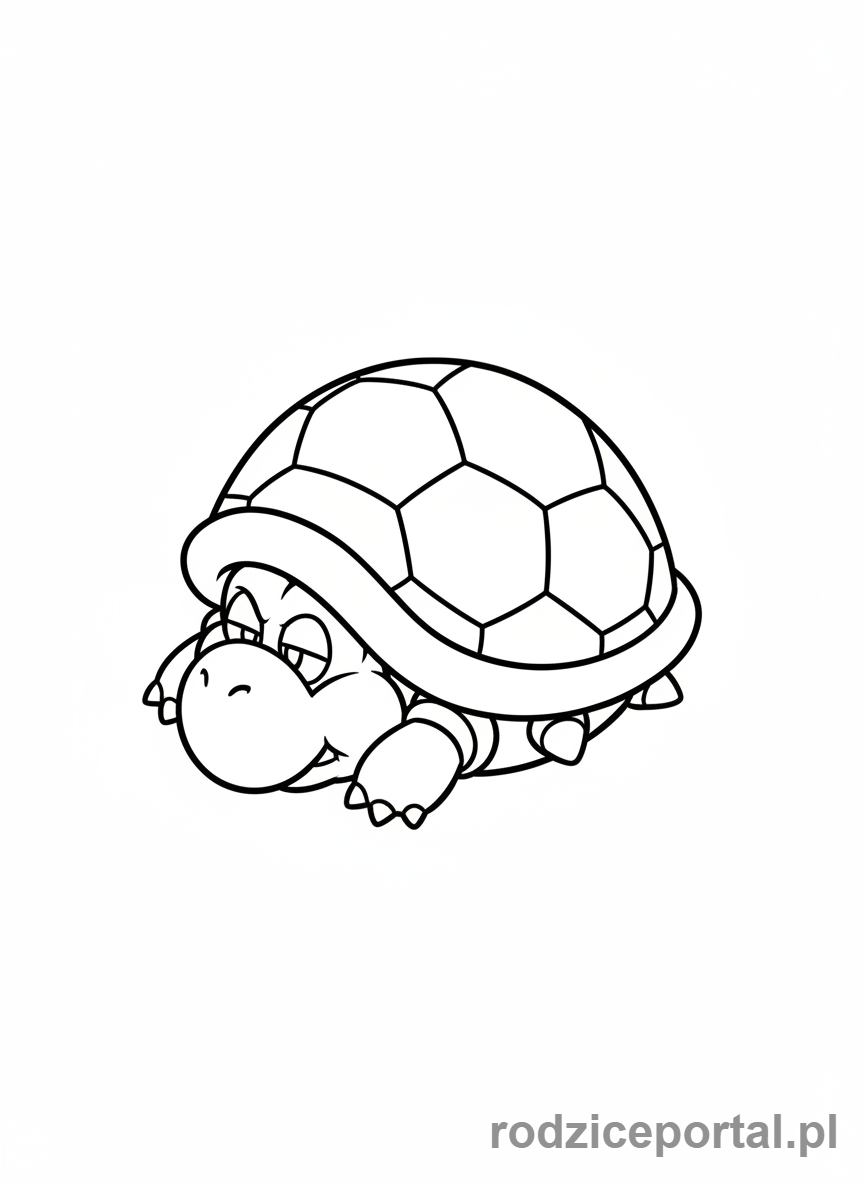 Kolorowanka Super Mario - Koopa Troopa w skorupie