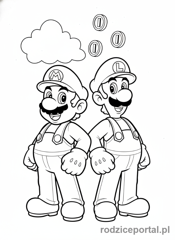 Kolorowanka Super Mario - Mario i Luigi razem