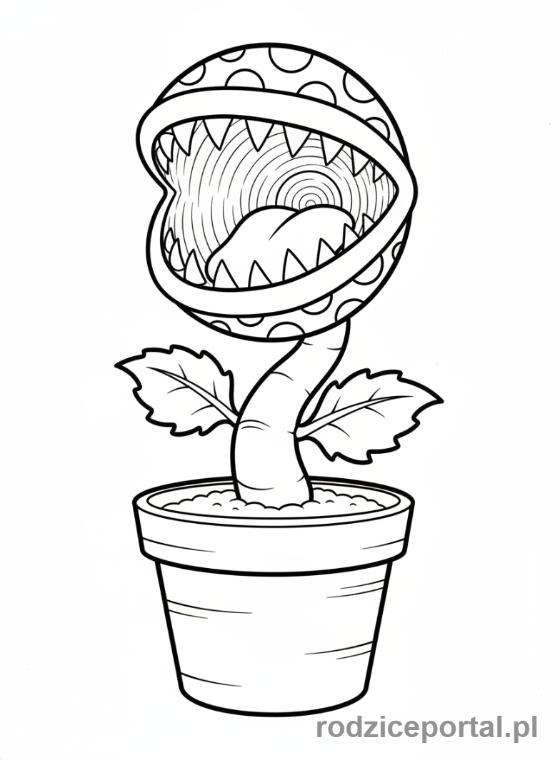 Kolorowanka Super Mario - Piranha Plant w garnku