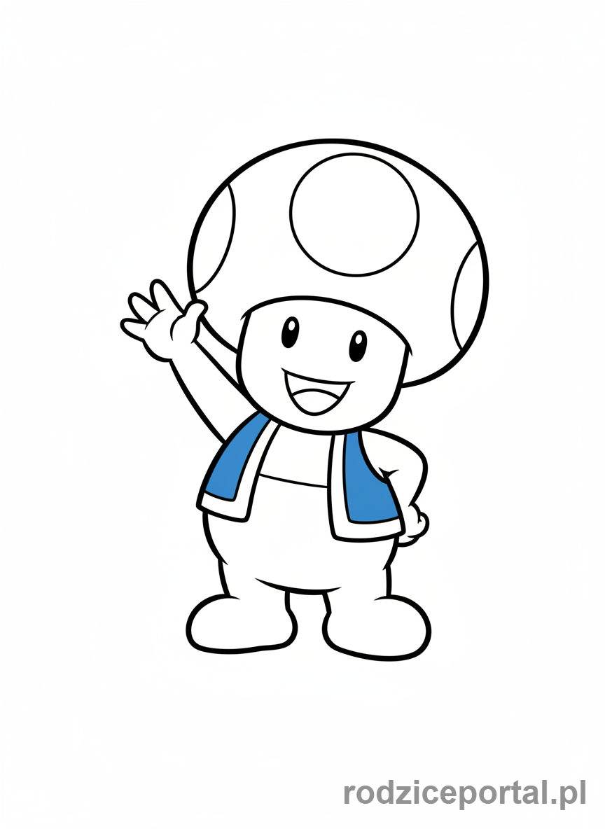 Kolorowanka Super Mario - Toad machający z radością