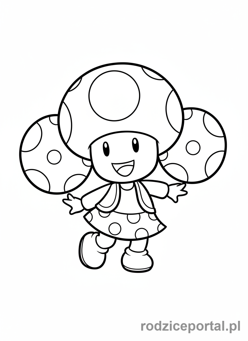 Kolorowanka Super Mario - Toadette z warkoczykami
