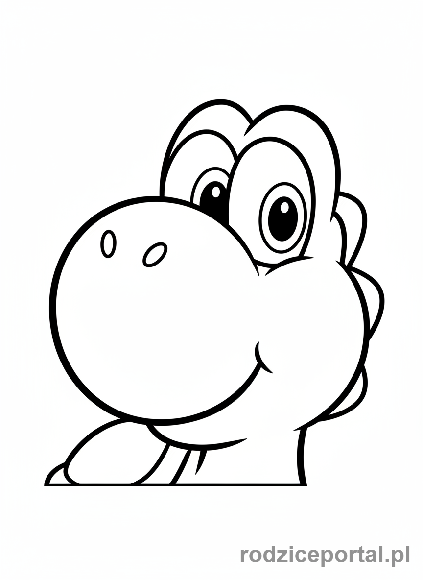 Kolorowanka Super Mario - Yoshi patrzący ciekawie