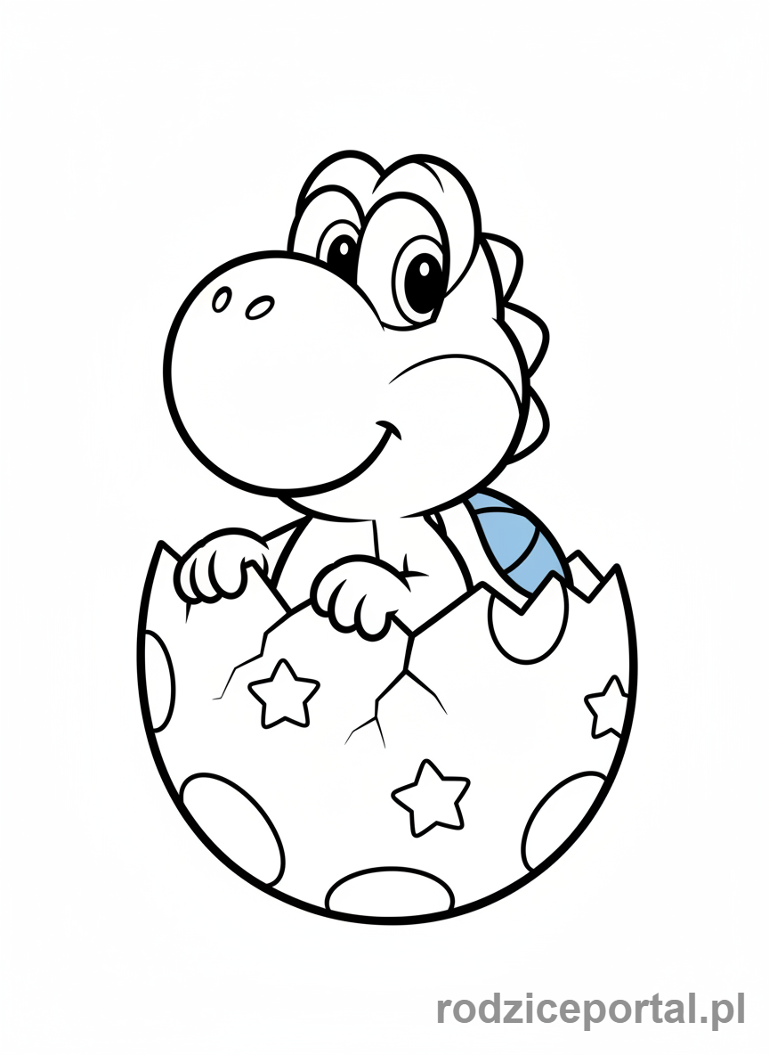 Kolorowanka Super Mario - Yoshi wyskakujący z jajka