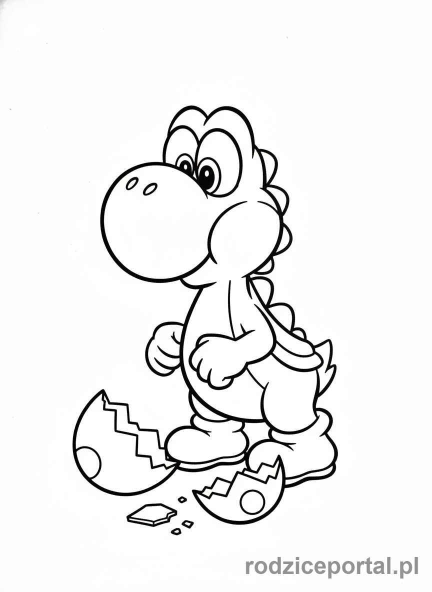 Kolorowanka Super Mario - Yoshi z pękniętym jajkiem