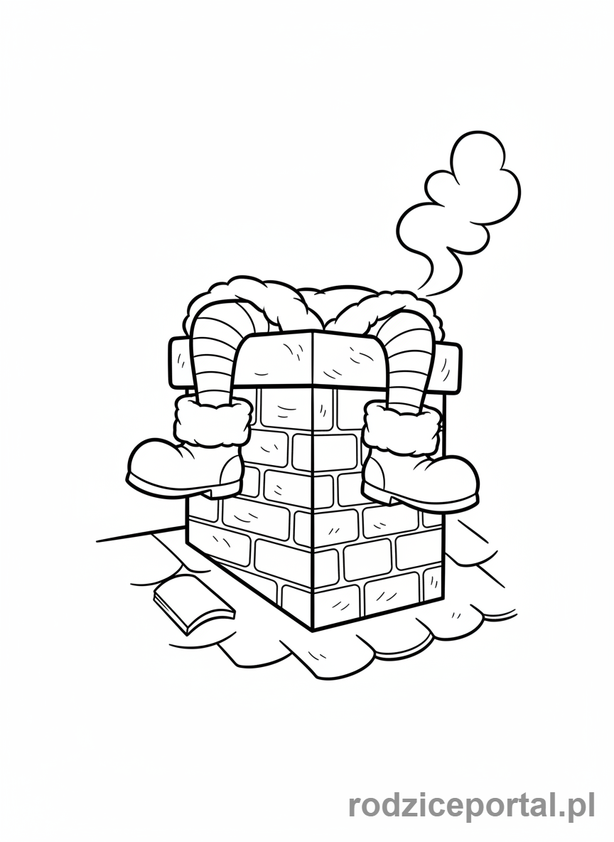 Kolorowanka Święty Mikołaj - Mikołaj schodzący z komina