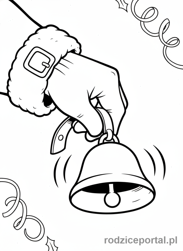 Kolorowanka Święty Mikołaj - Ręka Mikołaja z dzwoneczkiem