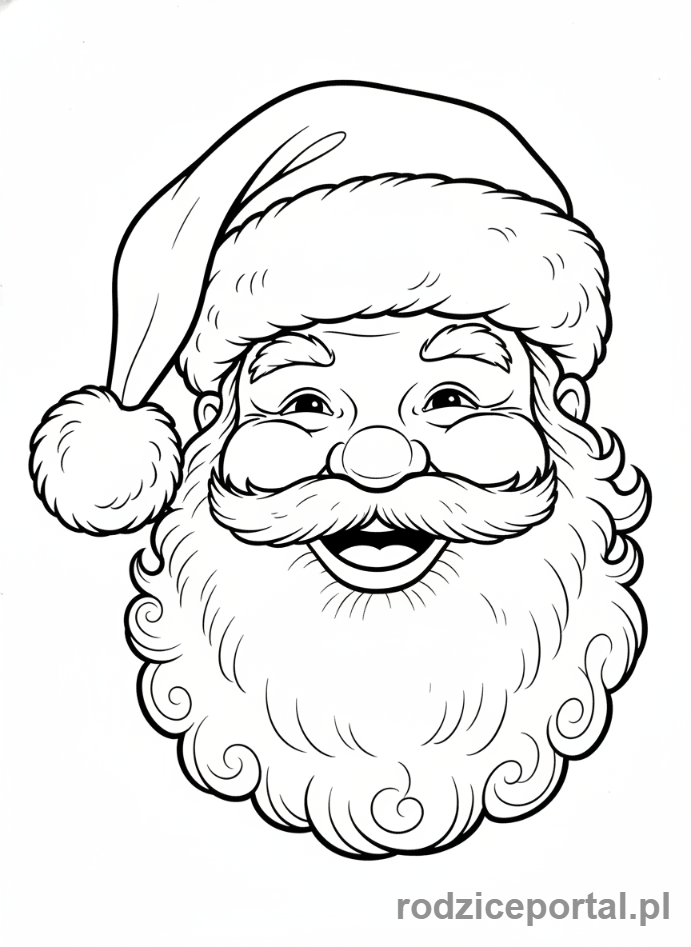 Kolorowanka Święty Mikołaj - Święty Mikołaj z uśmiechem