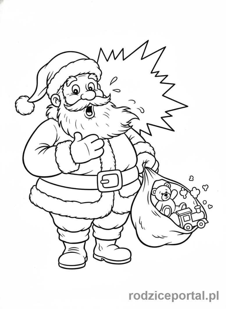 Kolorowanka Święty Mikołaj - Zaskoczony Mikołaj