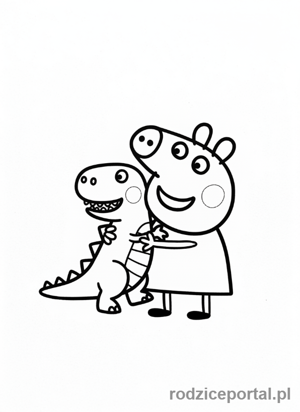 Kolorowanka Świnka Peppa - George z dinozaurem-zabawką