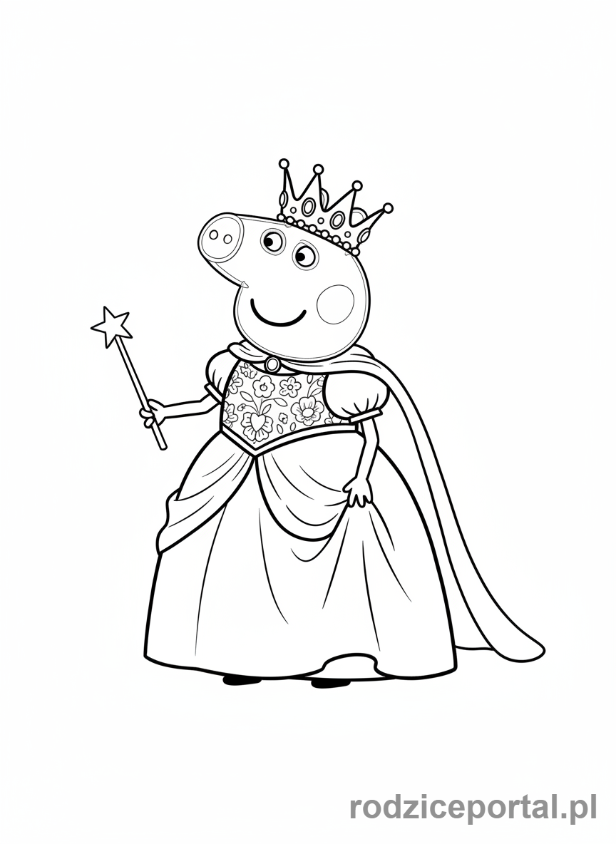 Kolorowanka Świnka Peppa - Peppa przebrana za księżniczkę