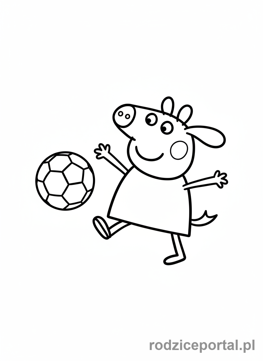 Kolorowanka Świnka Peppa - Piesek Danny grający w piłkę