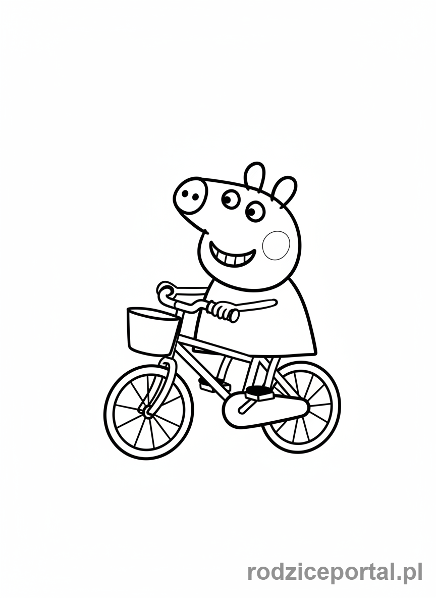 Kolorowanka Świnka Peppa - Świnka Peppa jadąca na rowerze