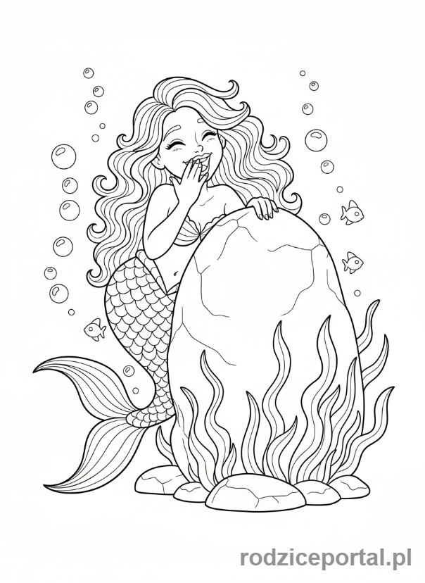 Kolorowanka Syrenka - Syrenka bawiąca się w chowanego
