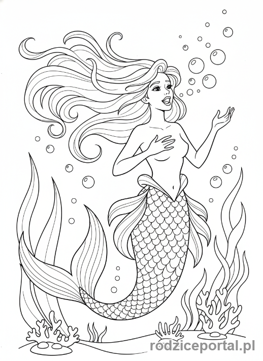 Kolorowanka Syrenka - Syrenka śpiewająca