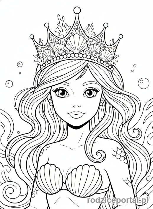 Kolorowanka Syrenka - Syrenka w koronie