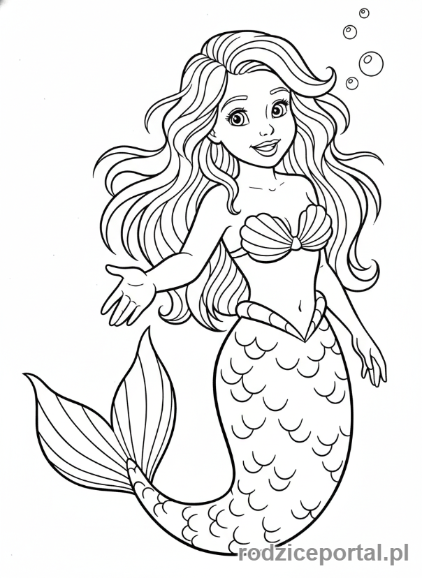 Kolorowanka Syrenka - Syrenka wyciągająca rękę