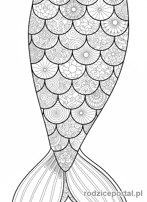 Kolorowanka Syrenka - Syrenka ze szczegółowymi łuskami