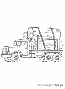 Kolorowanka Tiry - Ciężarówka do przewozu drewna