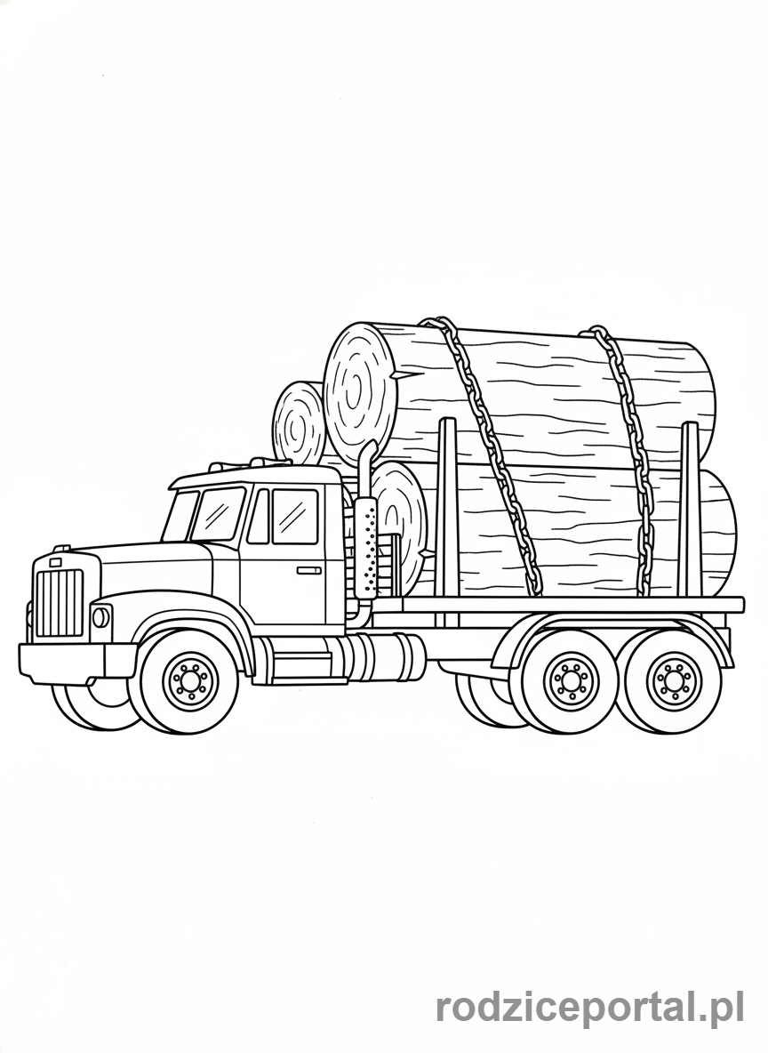 Kolorowanka Tiry - Ciężarówka do przewozu drewna