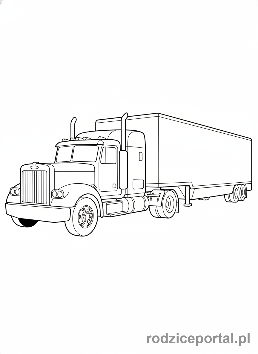 Kolorowanka Tiry - Klasyczna ciężarówka z naczepą