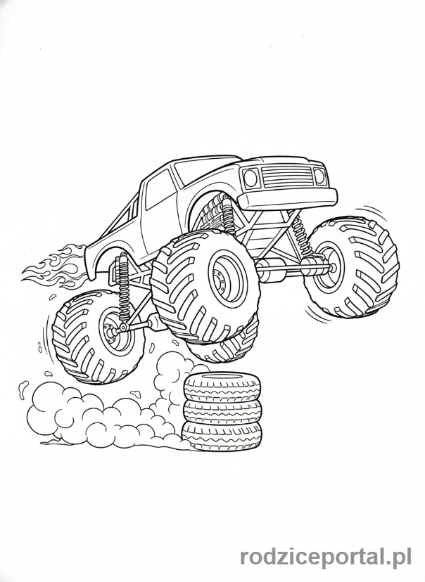 Kolorowanka Tiry - Monster truck skaczący