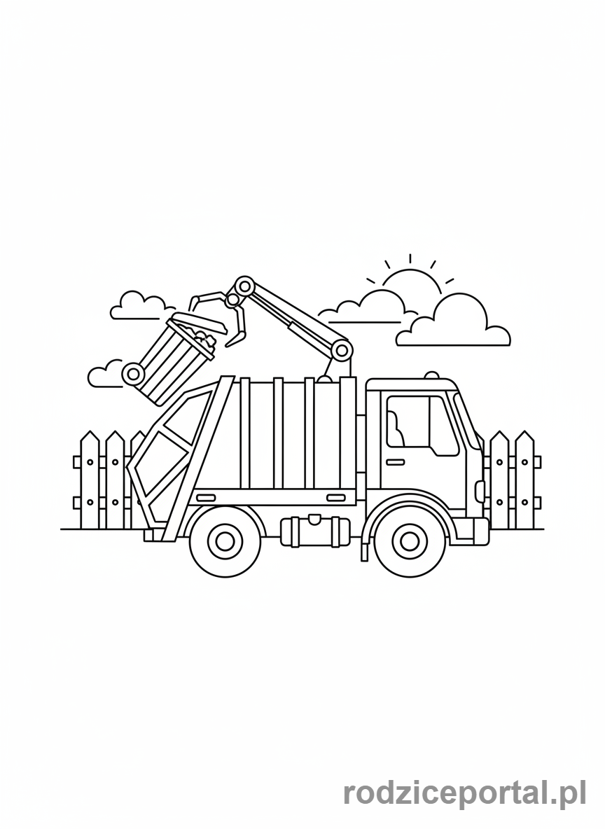 Kolorowanka Tiry - Śmieciarka podnosząca kosz