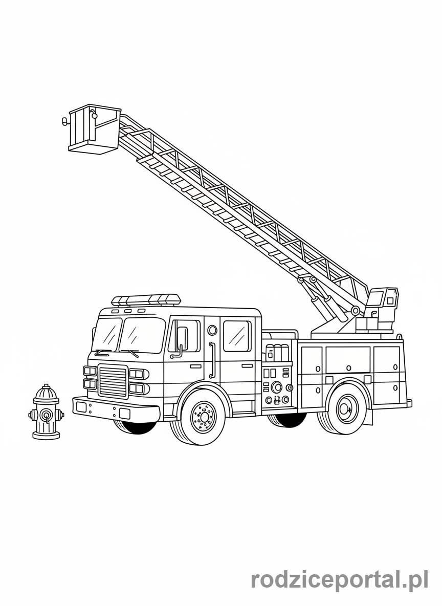 Kolorowanka Tiry - Wóz strażacki z drabiną