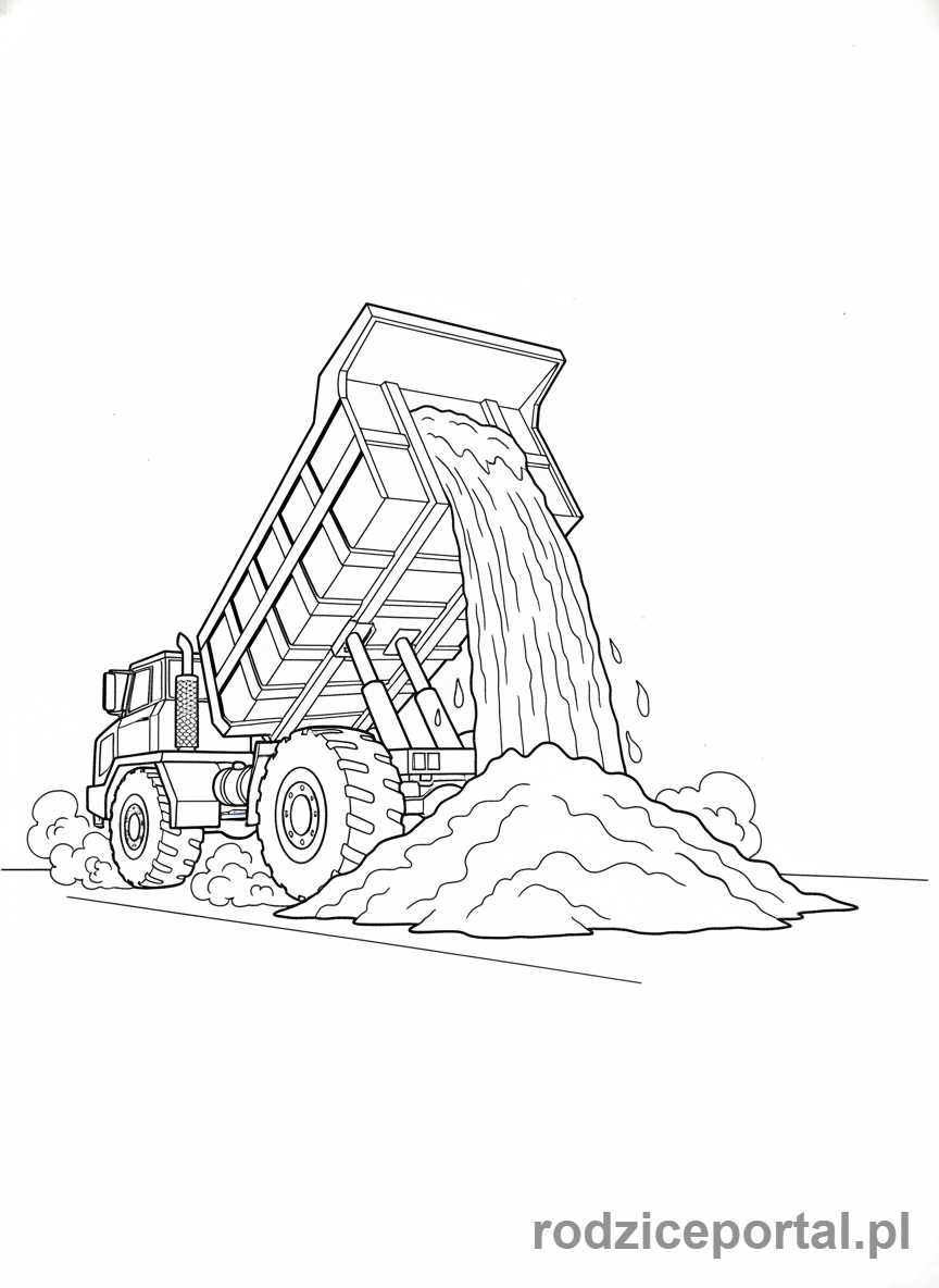 Kolorowanka Tiry - Wyładowująca się wywrotka