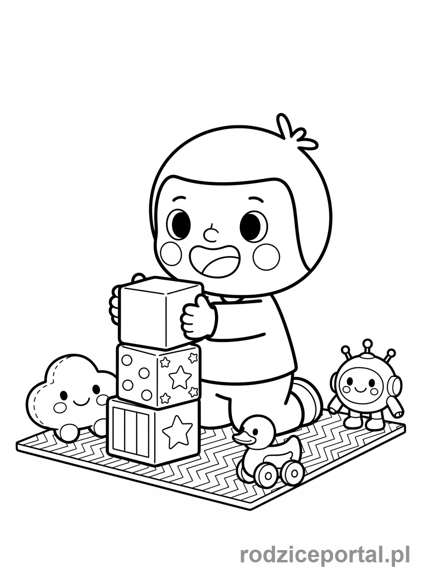 Kolorowanka Toca Boca - Dziecko Toca Boca bawiące się klockami