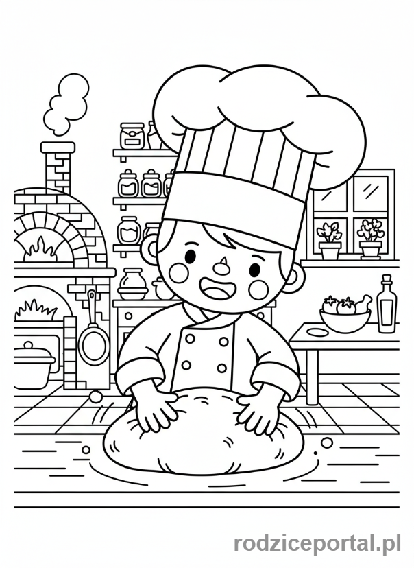 Kolorowanka Toca Boca - Kucharz Toca Boca przygotowujący pizzę