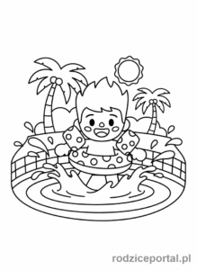 Kolorowanka Toca Boca - Postać Toca Boca bawi się w basenie