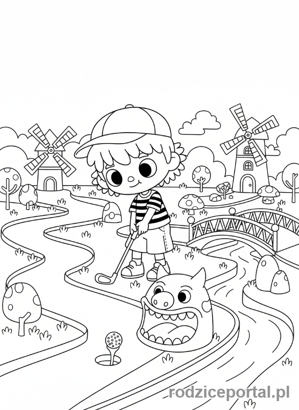 Kolorowanka Toca Boca - Postać Toca Boca gra w mini golfa