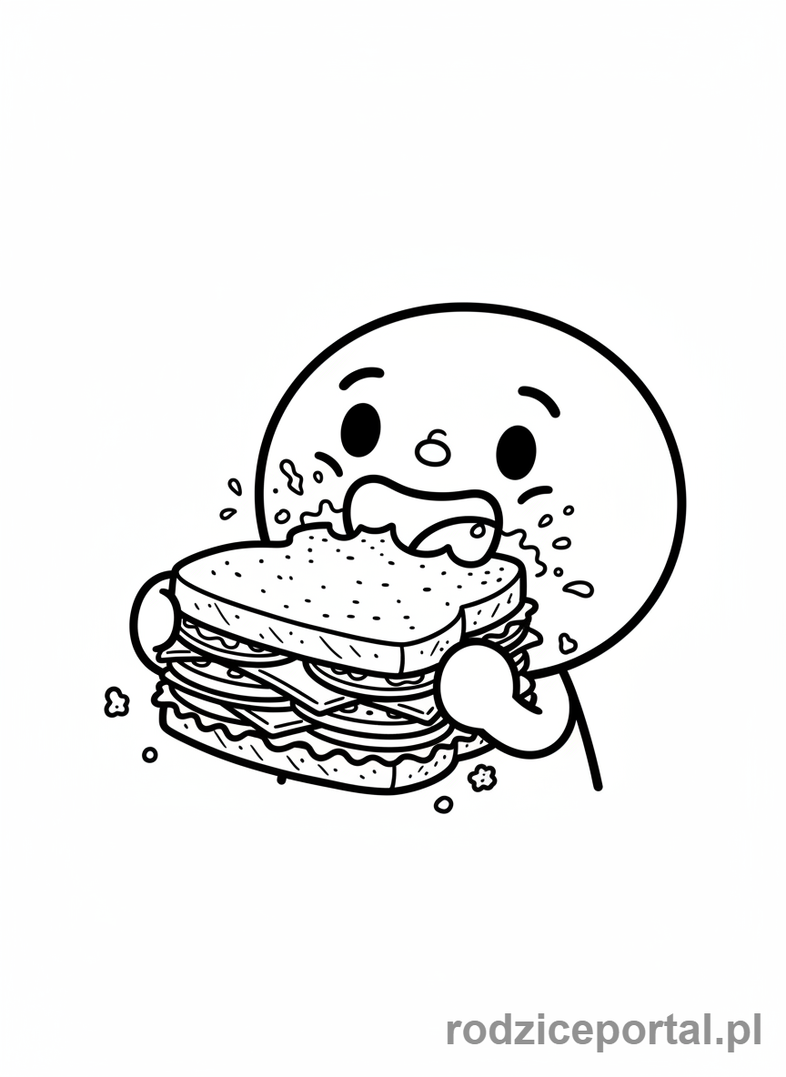 Kolorowanka Toca Boca - Postać Toca Boca je dużą kanapkę