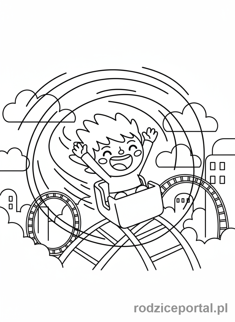 Kolorowanka Toca Boca - Postać Toca Boca jedzie na kolejce górskiej