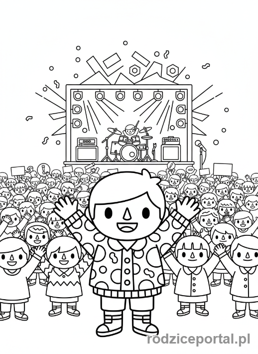 Kolorowanka Toca Boca - Postać Toca Boca na koncercie, słucha muzyki