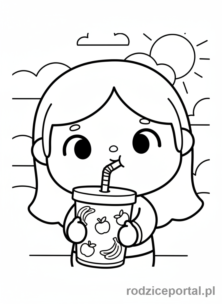 Kolorowanka Toca Boca - Postać Toca Boca pije sok przez słomkę