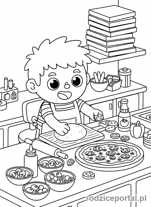 Kolorowanka Toca Boca - Postać Toca Boca robi pizzę