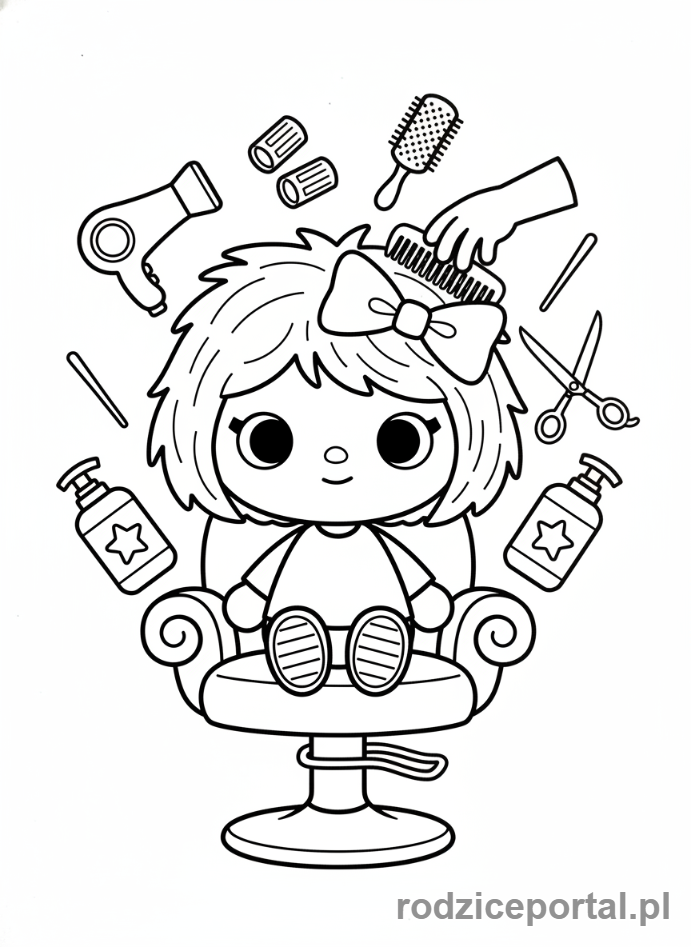Kolorowanka Toca Boca - Postać Toca Boca w salonie fryzjerskim