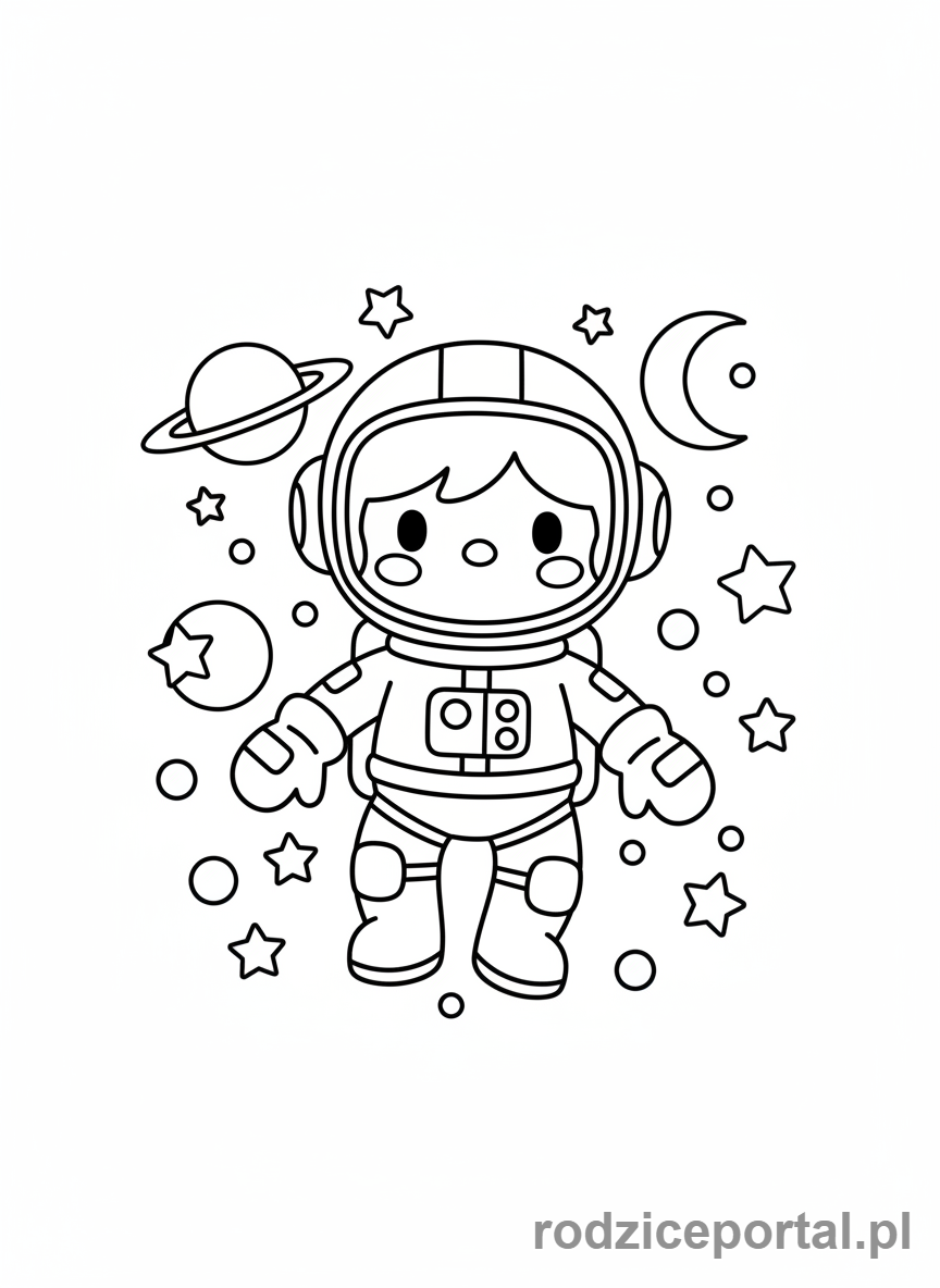 Kolorowanka Toca Boca - Postać Toca Boca w stroju astronauty, unosi się w kosmosie