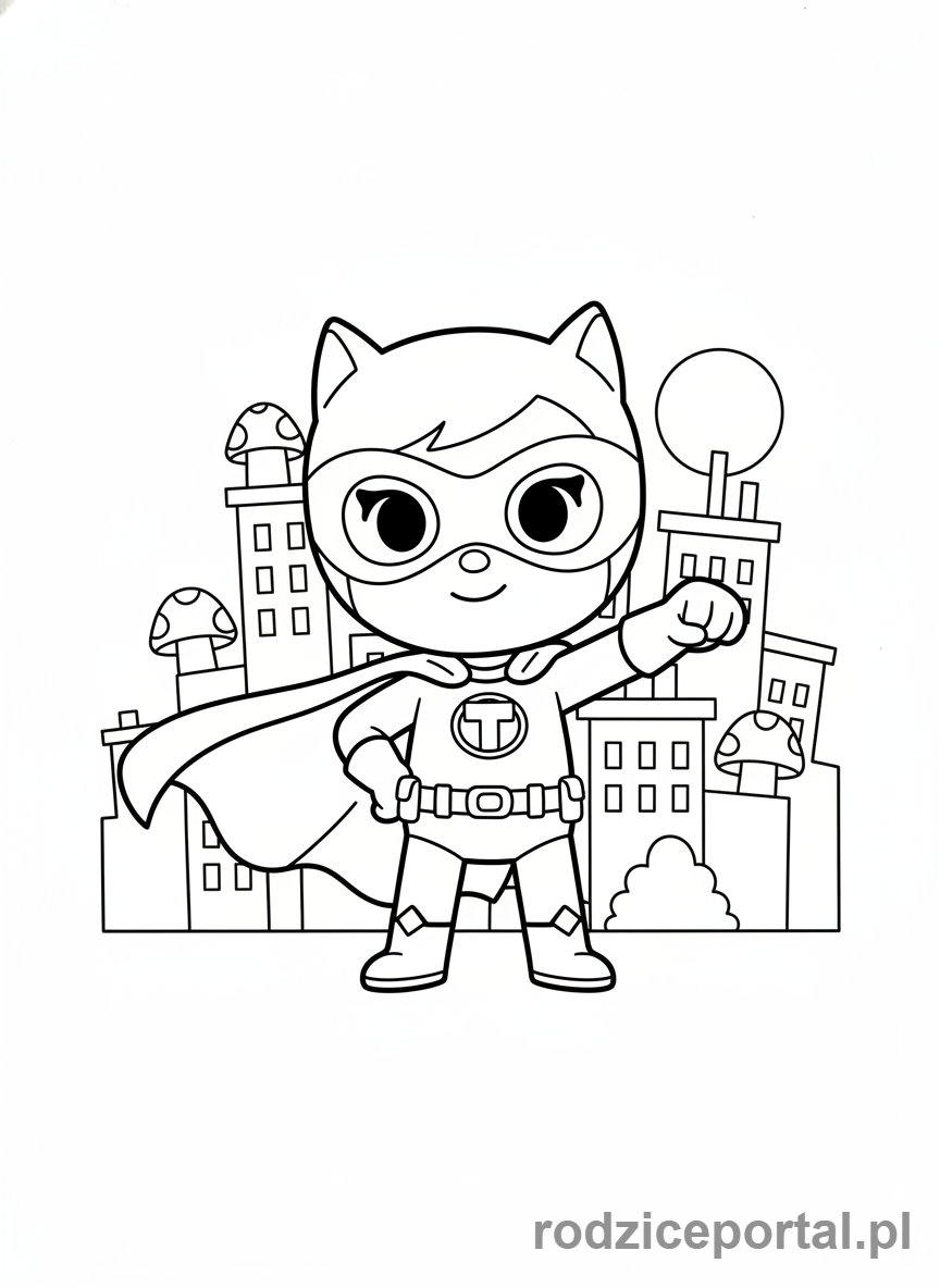 Kolorowanka Toca Boca - Postać Toca Boca w stroju superbohatera