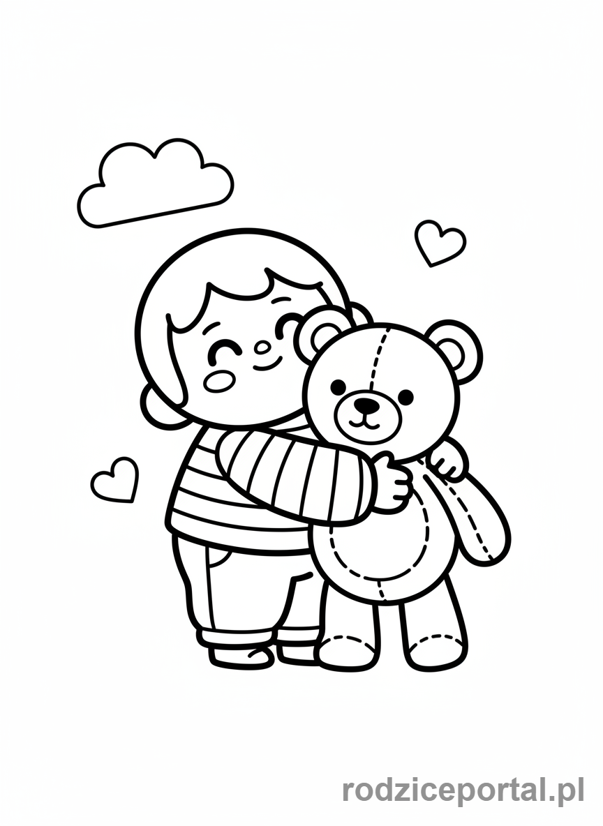 Kolorowanka Toca Boca - Postać Toca Boca z pluszowym misiem