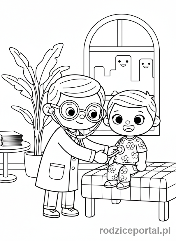 Kolorowanka Toca Boca - Toca Boca lekarz badający pacjenta