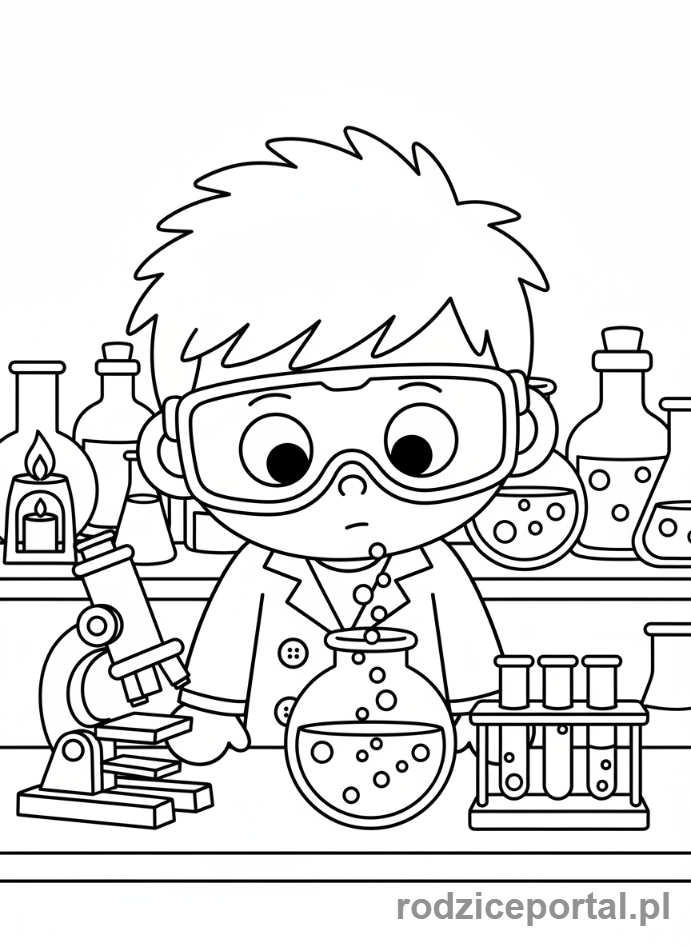 Kolorowanka Toca Boca - Toca Boca naukowiec w laboratorium