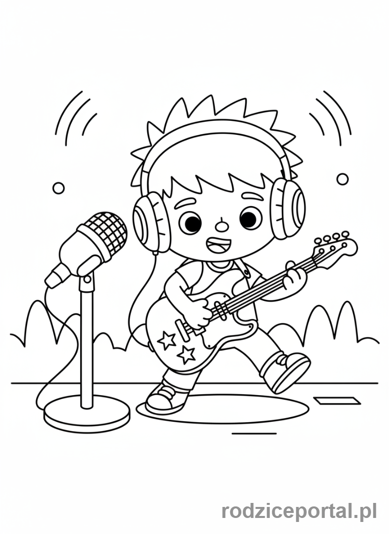 Kolorowanka Toca Boca - Toca Boca postać grająca na gitarze