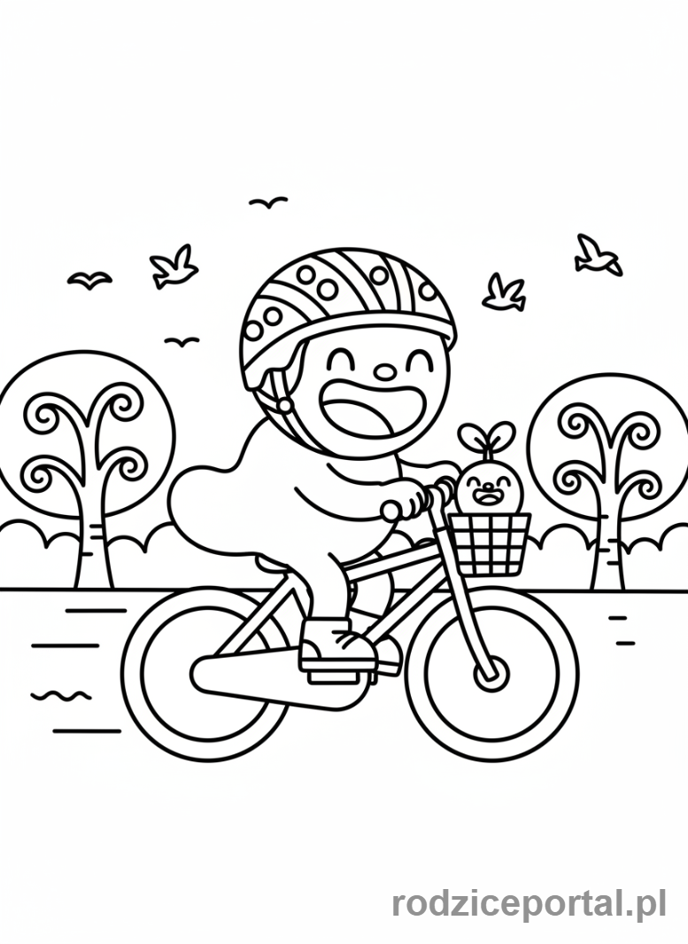 Kolorowanka Toca Boca - Toca Boca postać jeżdżąca na rowerze