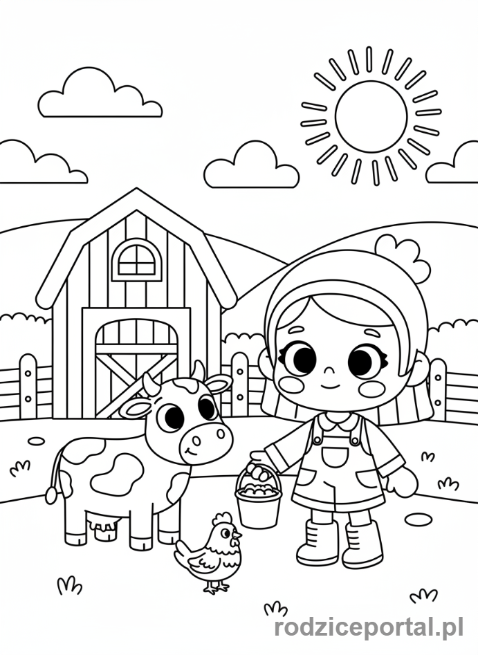 Kolorowanka Toca Boca - Toca Boca postać na farmie ze zwierzętami