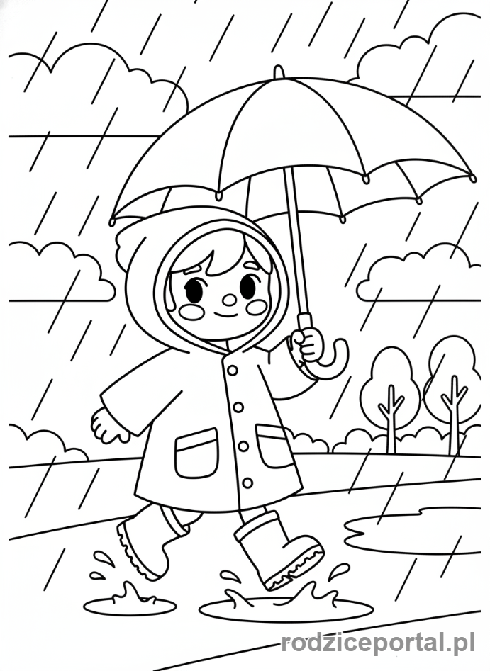 Kolorowanka Toca Boca - Toca Boca postać w deszczu z parasolką