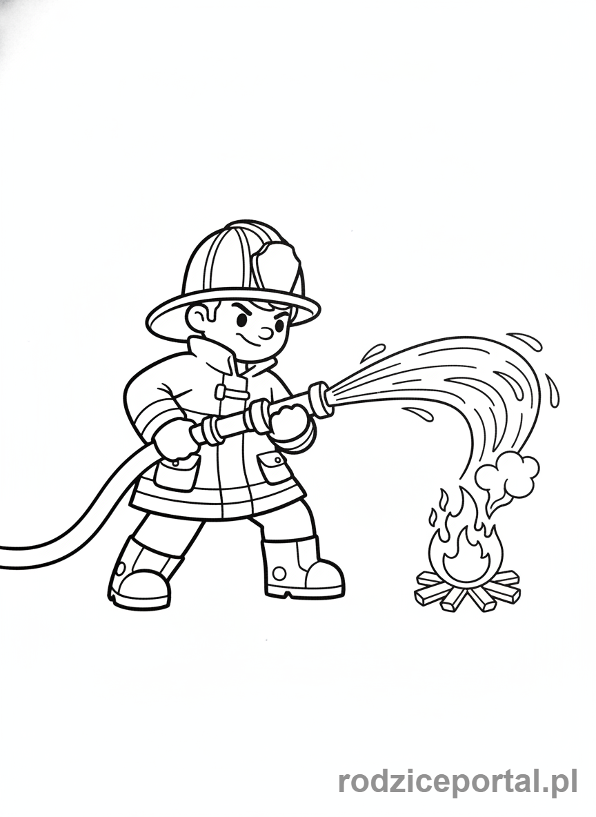 Kolorowanka Toca Boca - Toca Boca strażak gaszący pożar