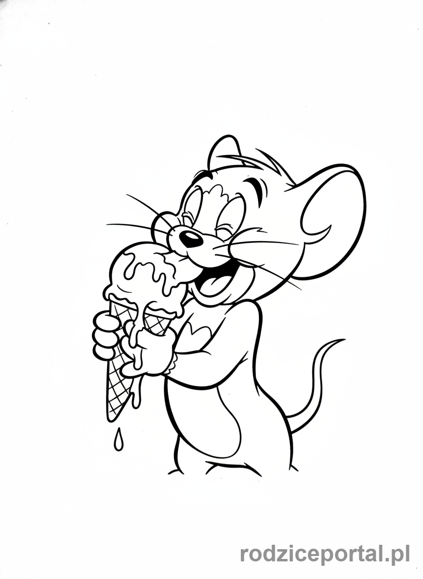 Kolorowanka Tom I Jerry - Jerry jedzący lody