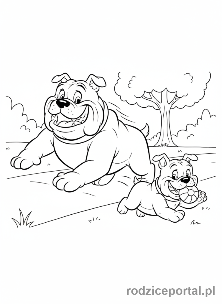 Kolorowanka Tom I Jerry - Spike i Tyke bawiący się piłką